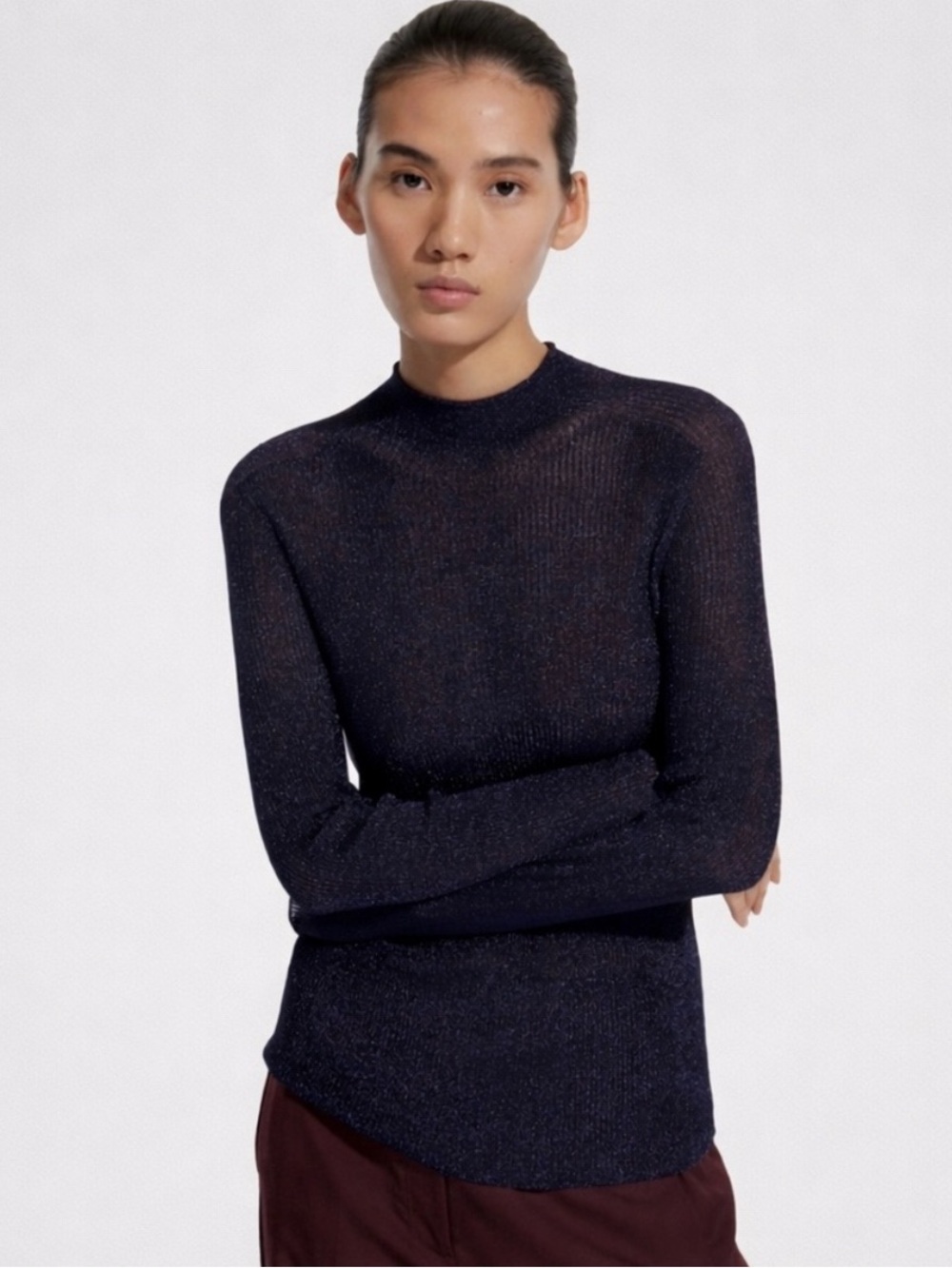 COS Navy Shimmery Turtleneck